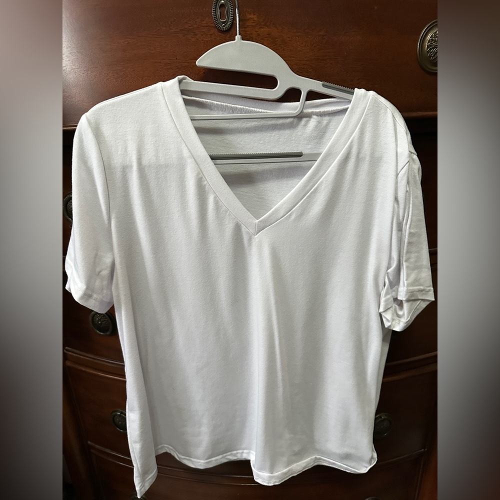 White V-Neck Women's Top